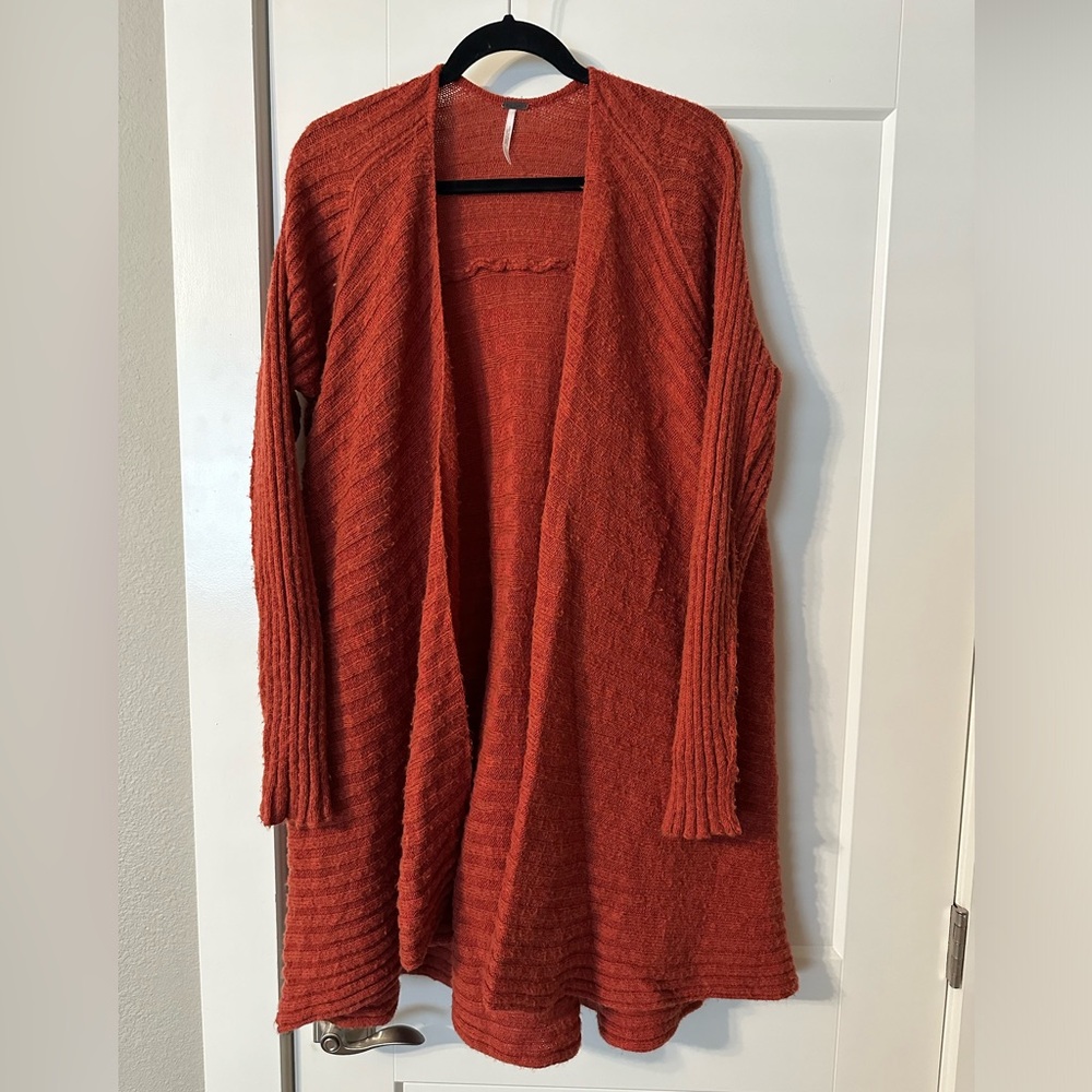 Free People Burnt Orange Long Cotton/Wool
Cardigan Sweater